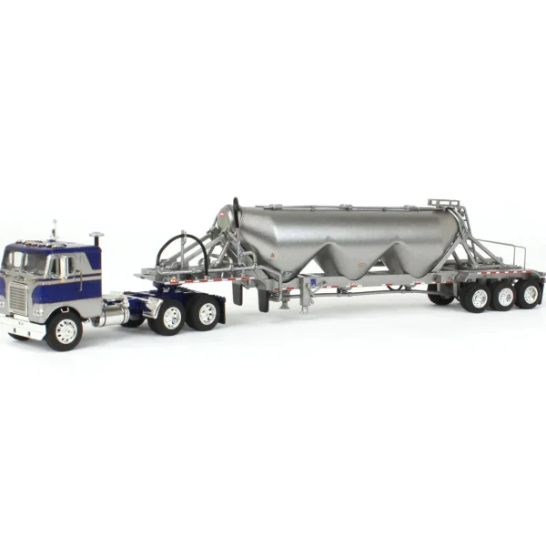 Manufacturer_DCP by First Gear Tanker Trucks<1/64 White-Freightliner Cabover w/ Tri-Axle Pneumatic Tanker, Gray & Blue, DCP by First Gear