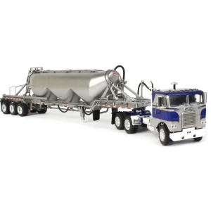 Manufacturer_DCP by First Gear Tanker Trucks<1/64 White-Freightliner Cabover w/ Tri-Axle Pneumatic Tanker, Gray & Blue, DCP by First Gear