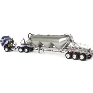 Manufacturer_DCP by First Gear Tanker Trucks<1/64 White-Freightliner Cabover w/ Tri-Axle Pneumatic Tanker, Gray & Blue, DCP by First Gear