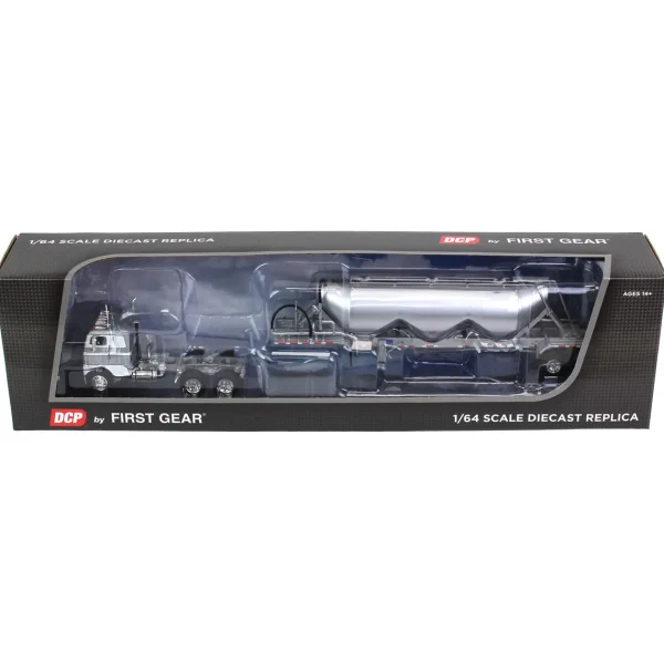 Manufacturer_DCP by First Gear Tanker Trucks<1/64 White-Freightliner Cabover w/ Tandem-Axle Pneumatic Tanker, White & Gray, DCP by First Gear
