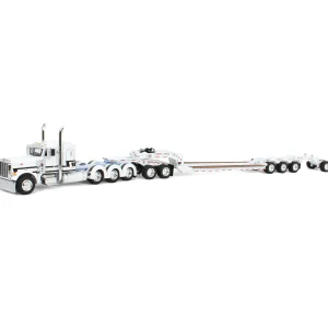 Manufacturer_DCP by First Gear Lowboys & Flatbeds<1/64 White/Light Blue Peterbilt 379 with Fontaine Magnitude Lowboy, Jeep & Stinger, DCP by First Gear