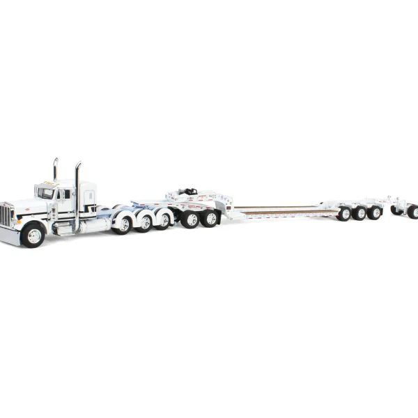 Manufacturer_DCP by First Gear Lowboys & Flatbeds<1/64 White/Light Blue Peterbilt 379 with Fontaine Magnitude Lowboy, Jeep & Stinger, DCP by First Gear