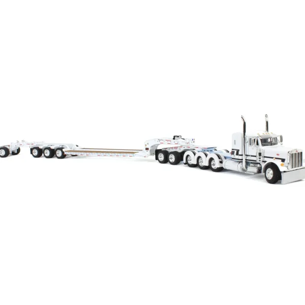 Manufacturer_DCP by First Gear Lowboys & Flatbeds<1/64 White/Light Blue Peterbilt 379 with Fontaine Magnitude Lowboy, Jeep & Stinger, DCP by First Gear