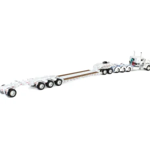 Manufacturer_DCP by First Gear Lowboys & Flatbeds<1/64 White/Light Blue Peterbilt 379 with Fontaine Magnitude Lowboy, Jeep & Stinger, DCP by First Gear