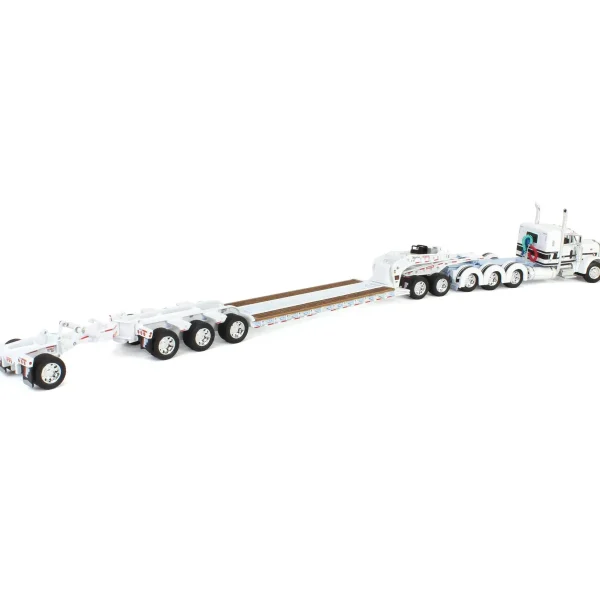 Manufacturer_DCP by First Gear Lowboys & Flatbeds<1/64 White/Light Blue Peterbilt 379 with Fontaine Magnitude Lowboy, Jeep & Stinger, DCP by First Gear