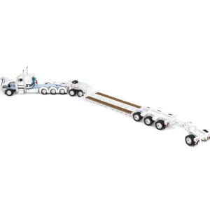 Manufacturer_DCP by First Gear Lowboys & Flatbeds<1/64 White/Light Blue Peterbilt 379 with Fontaine Magnitude Lowboy, Jeep & Stinger, DCP by First Gear