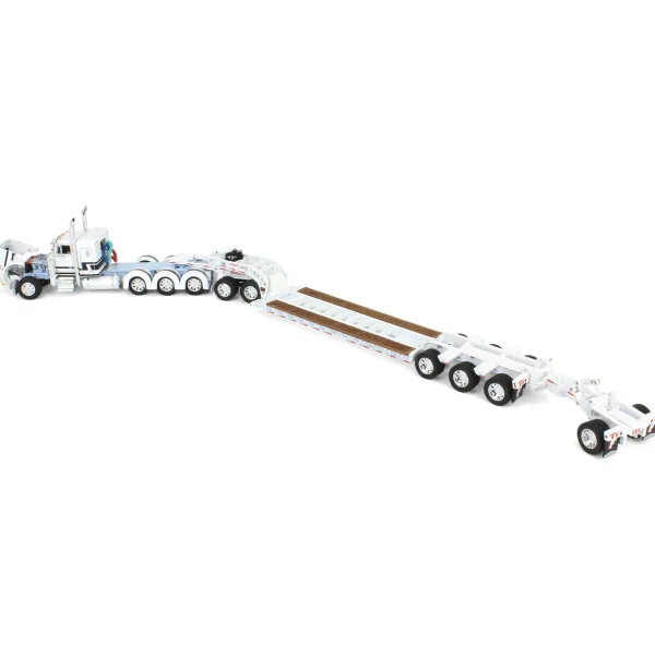 Manufacturer_DCP by First Gear Lowboys & Flatbeds<1/64 White/Light Blue Peterbilt 379 with Fontaine Magnitude Lowboy, Jeep & Stinger, DCP by First Gear