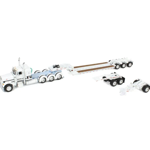 Manufacturer_DCP by First Gear Lowboys & Flatbeds<1/64 White/Light Blue Peterbilt 379 with Fontaine Magnitude Lowboy, Jeep & Stinger, DCP by First Gear