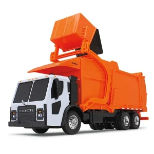 Manufacturer_First Gear, Inc. Tow & Straight Trucks<1/25 White/Orange Mack LR Garbage Truck w/ McNeilus Meridian Loader & Dumpster (Includes Lights & Sounds!)