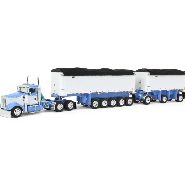 Manufacturer_DCP by First Gear Dump Trucks<1/64 Wisteria/White Kenworth W900L with 31ft & 20ft End Dump Trailers, DCP by First Gear