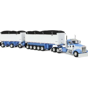 Manufacturer_DCP by First Gear Dump Trucks<1/64 Wisteria/White Kenworth W900L with 31ft & 20ft End Dump Trailers, DCP by First Gear