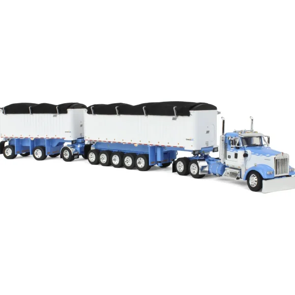 Manufacturer_DCP by First Gear Dump Trucks<1/64 Wisteria/White Kenworth W900L with 31ft & 20ft End Dump Trailers, DCP by First Gear