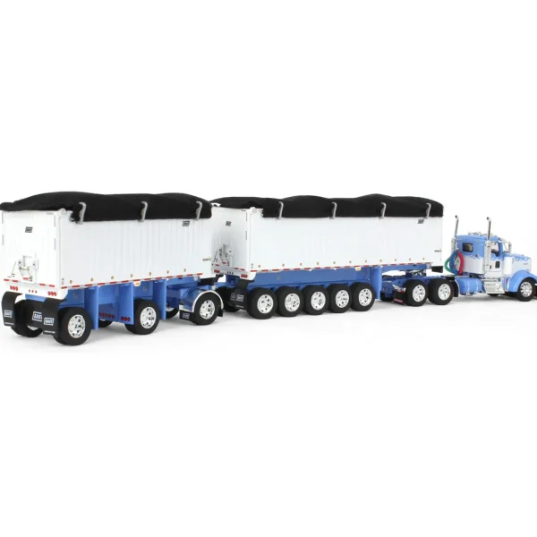 Manufacturer_DCP by First Gear Dump Trucks<1/64 Wisteria/White Kenworth W900L with 31ft & 20ft End Dump Trailers, DCP by First Gear