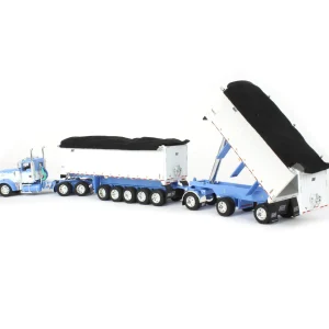 Manufacturer_DCP by First Gear Dump Trucks<1/64 Wisteria/White Kenworth W900L with 31ft & 20ft End Dump Trailers, DCP by First Gear