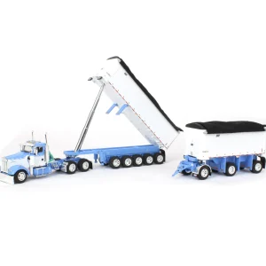 Manufacturer_DCP by First Gear Dump Trucks<1/64 Wisteria/White Kenworth W900L with 31ft & 20ft End Dump Trailers, DCP by First Gear