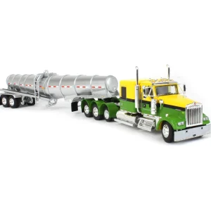Manufacturer_DCP by First Gear Tanker Trucks<1/64 Yellow & Green Kenworth W900L w/ Silver Chrome Polar Tandem-Axle Deep Drop Tank Trailer, DCP by First Gear