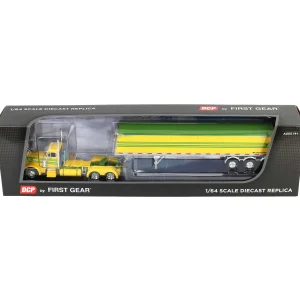 Manufacturer_DCP by First Gear Agricultural Trucks<1/64 Yellow & Green Peterbilt 379 Day Cab with Lode King Grain Trailer, DCP by First Gear