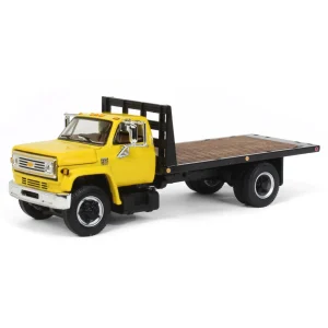 Manufacturer_DCP by First Gear Lowboys & Flatbeds<1/64 Yellow Chevy C65 Single Axle Truck with Black Flatbed, DCP by First Gear