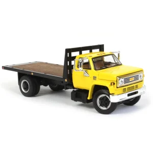 Manufacturer_DCP by First Gear Lowboys & Flatbeds<1/64 Yellow Chevy C65 Single Axle Truck with Black Flatbed, DCP by First Gear