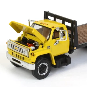 Manufacturer_DCP by First Gear Lowboys & Flatbeds<1/64 Yellow Chevy C65 Single Axle Truck with Black Flatbed, DCP by First Gear