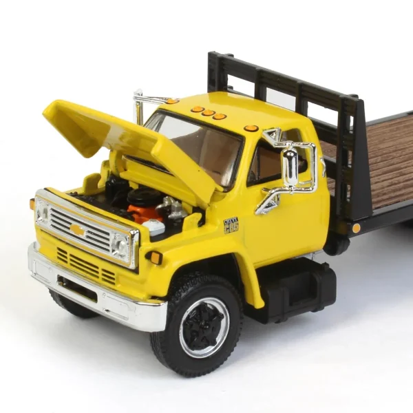 Manufacturer_DCP by First Gear Lowboys & Flatbeds<1/64 Yellow Chevy C65 Single Axle Truck with Black Flatbed, DCP by First Gear