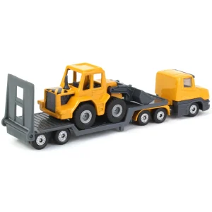 Manufacturer_SIKU Loaders | Lowboys & Flatbeds<Yellow Semi Truck with Low Loader Trailer and Yellow Loader by SIKU