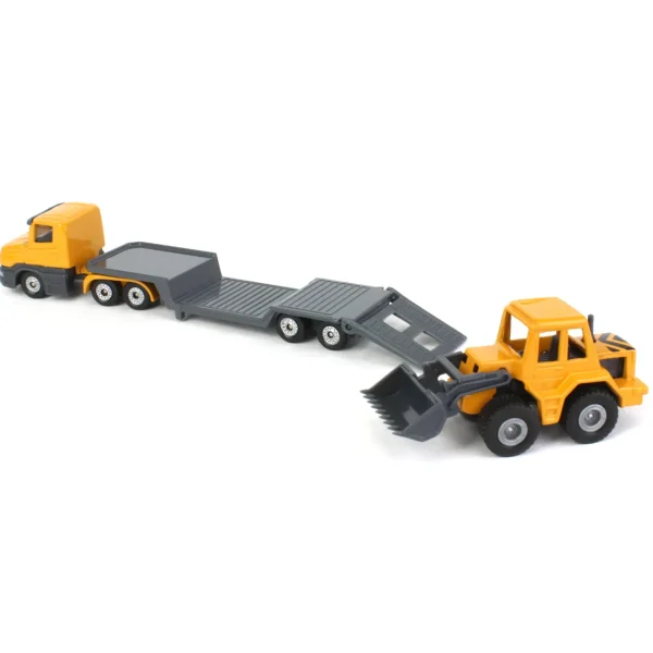 Manufacturer_SIKU Loaders | Lowboys & Flatbeds<Yellow Semi Truck with Low Loader Trailer and Yellow Loader by SIKU
