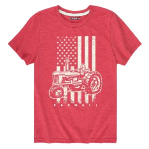 Outback Toys Ih Farmall<Youth IH Farmall Tractor American Flag Distressed Red Short Sleeve T-Shirt
