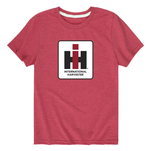 Outback Toys Ih Farmall<YOUTH Square "IH Logo" Heather Red Short Sleeve T-Shirt